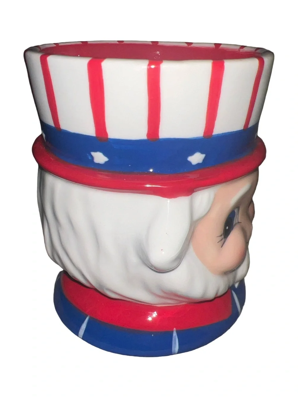 JOHANNA PARKER PATRIOTIC UNCLE SAM COFFEE MUG USA 4TH OF JULY STARS & STRIPES
